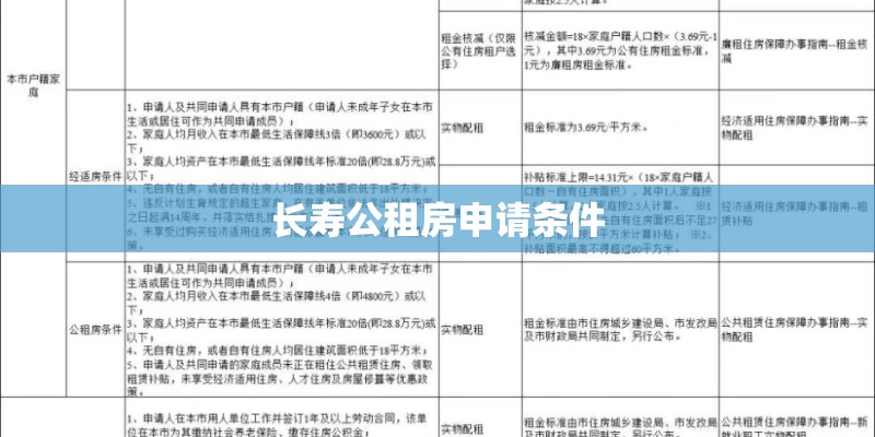 长寿公租房申请条件