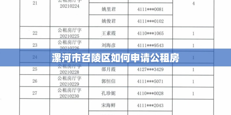 漯河市召陵区如何申请公租房