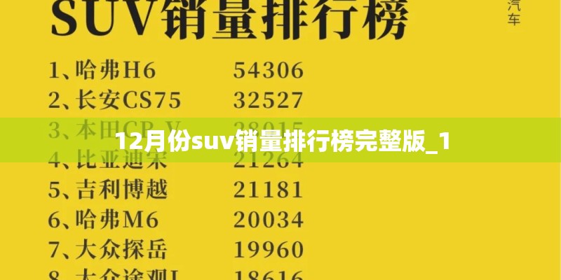 12月份suv销量排行榜完整版_1