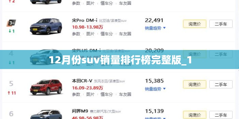 12月份suv销量排行榜完整版_1