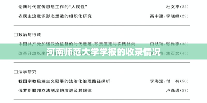 河南师范大学学报的收录情况