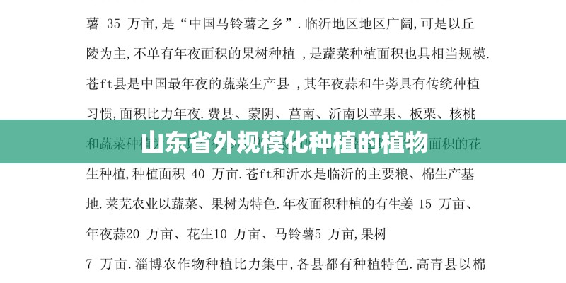 山东省外规模化种植的植物