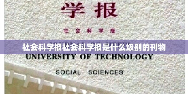 社会科学报社会科学报是什么级别的刊物