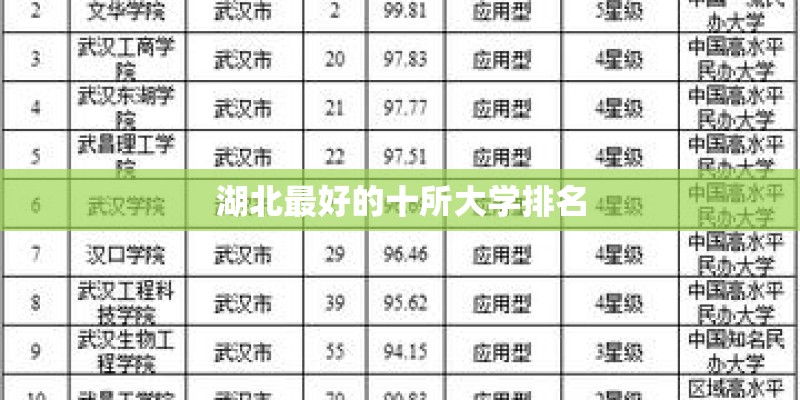 湖北最好的十所大学排名